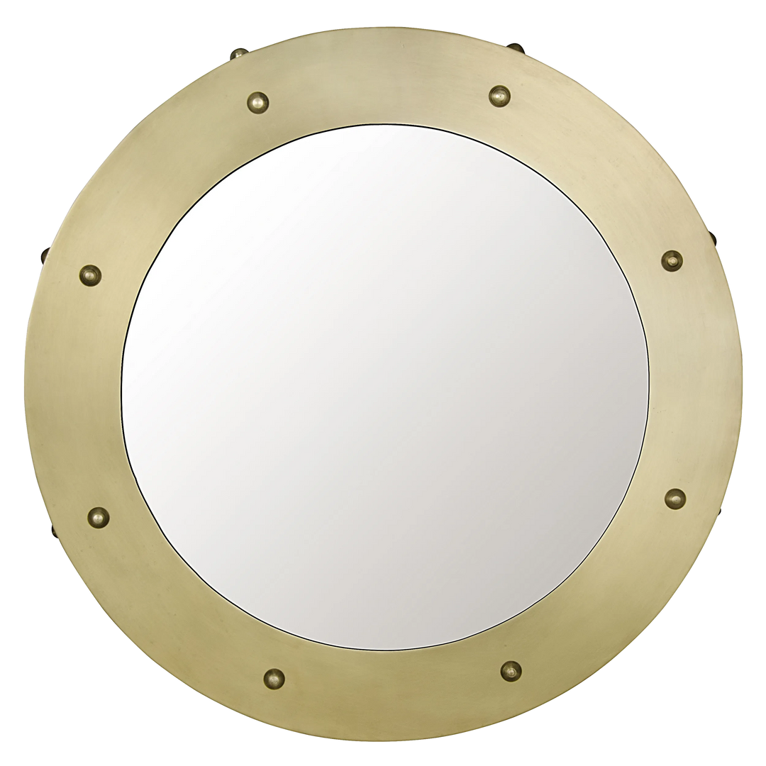 American Home Furniture | Noir - Clay Mirror, Large, Metal with Brass Finish