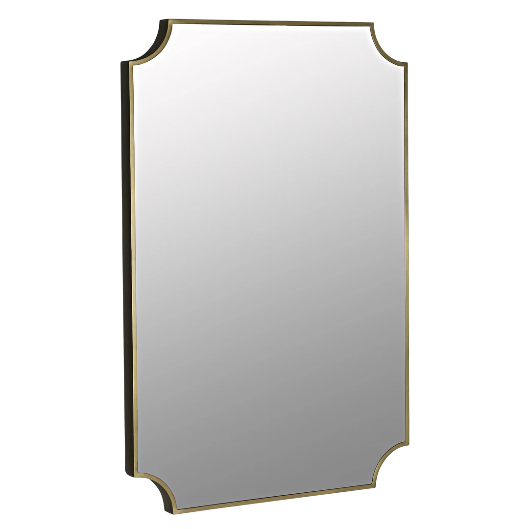 American Home Furniture | Noir - Convexed Mirror, Steel, Antique Brass