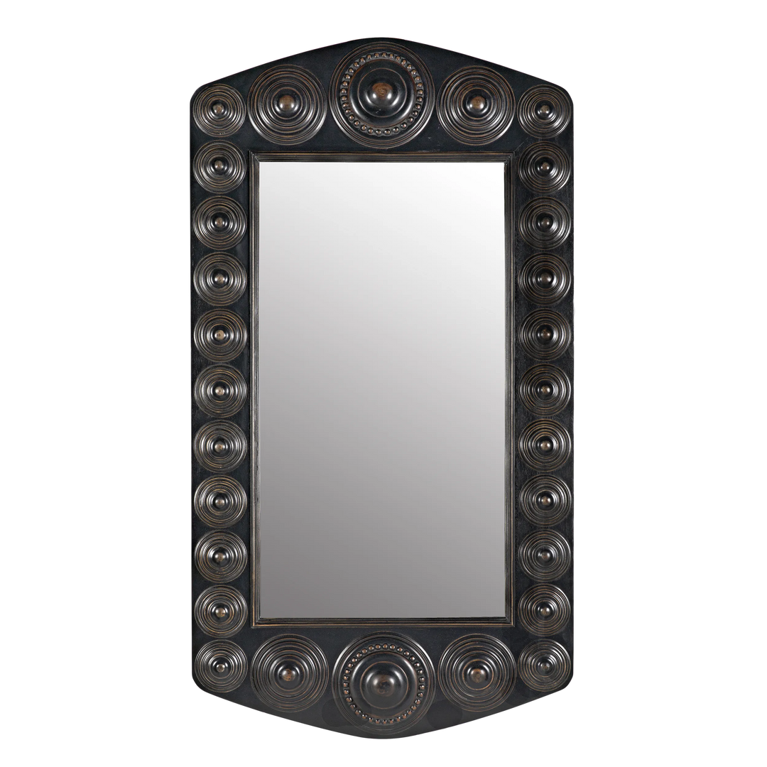 American Home Furniture | Noir - Nanna Mirror, Hand Rubbed Black with Light Brown Trim