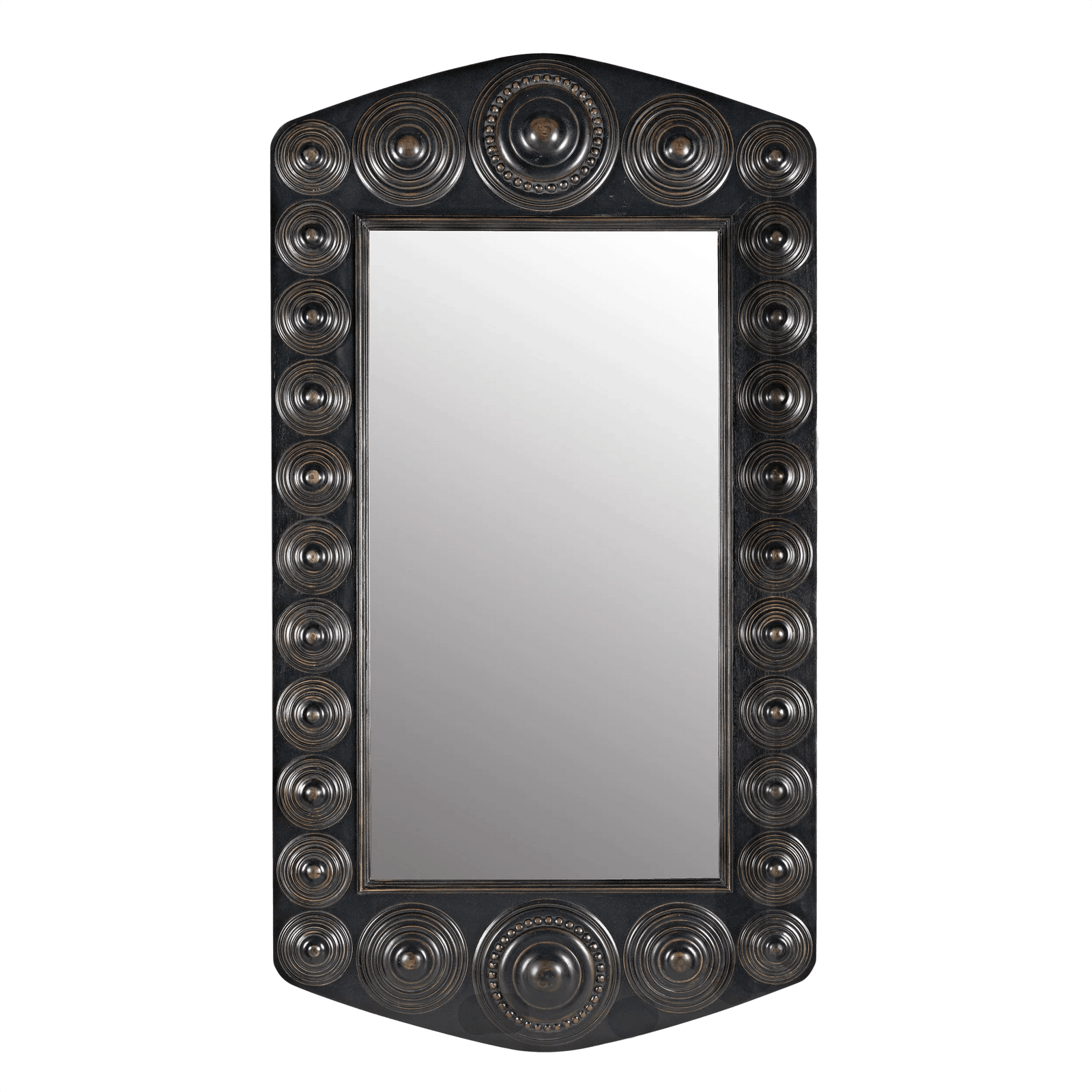 Noir Nanna Mirror, Hand Rubbed Black with Light Brown Trim WALL MIRRORS