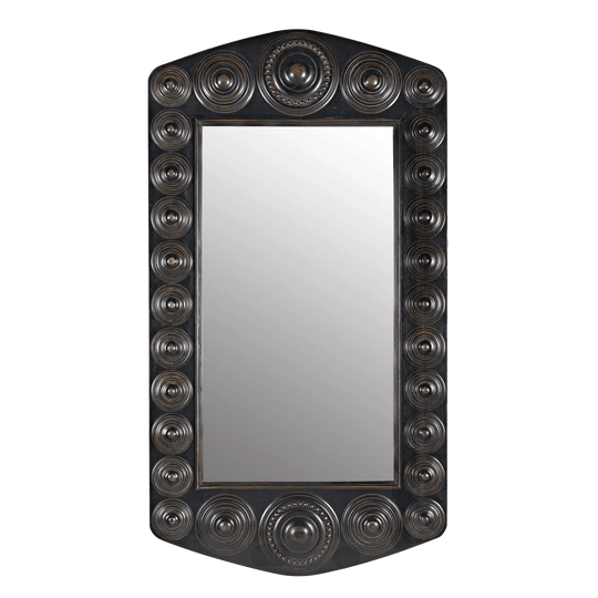 Noir Nanna Mirror, Hand Rubbed Black with Light Brown Trim WALL MIRRORS