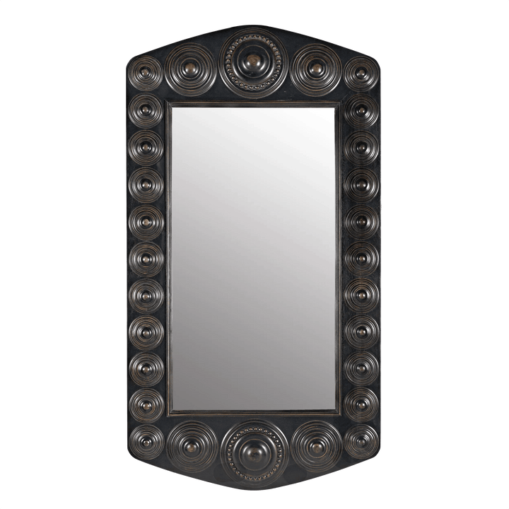 Noir Nanna Mirror, Hand Rubbed Black with Light Brown Trim WALL MIRRORS