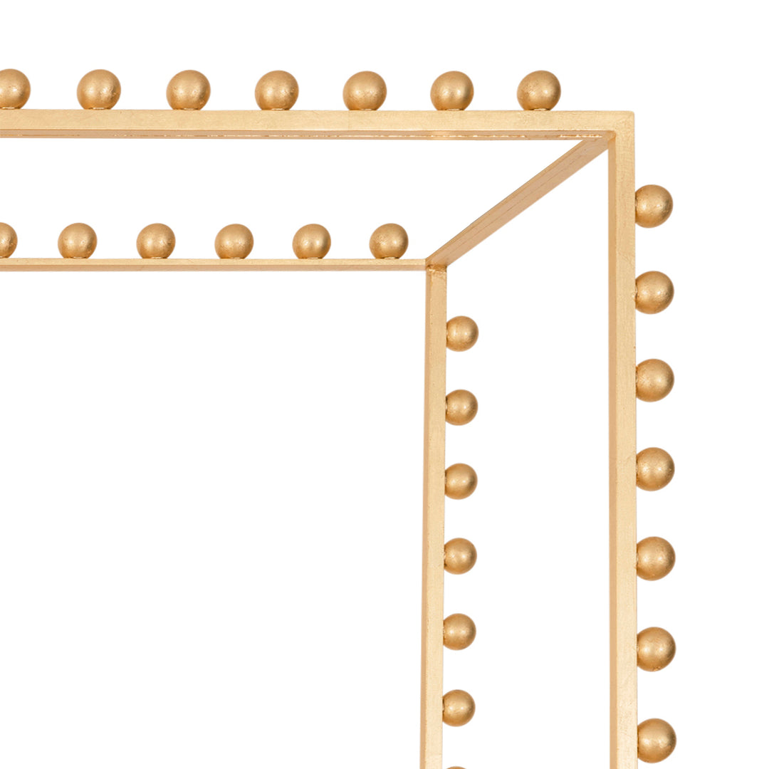 Ball Lined Etagere With Clear Glass Shelves In Gold Leaf - GOLDIE G