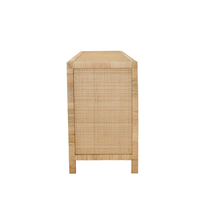 Four Door Buffet With Mirror Front Doors And Wrapped Rattan - GRANADA NAT
