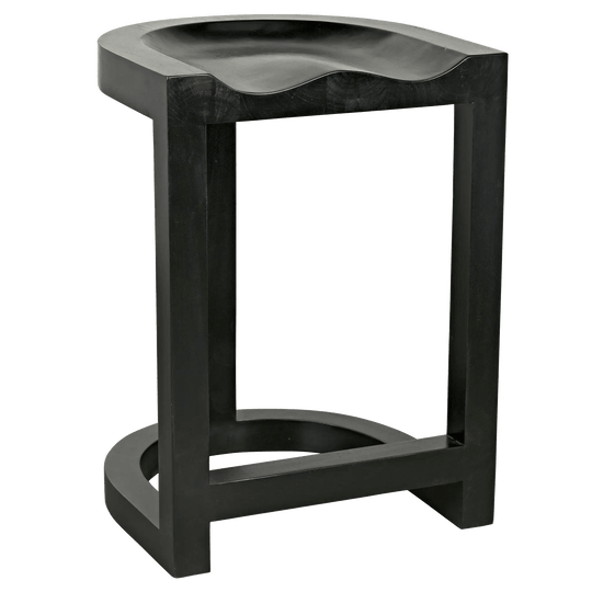 Noir Saddle Counter Stool, Hand Rubbed Black BAR STOOLS + COUNTER STOOLS