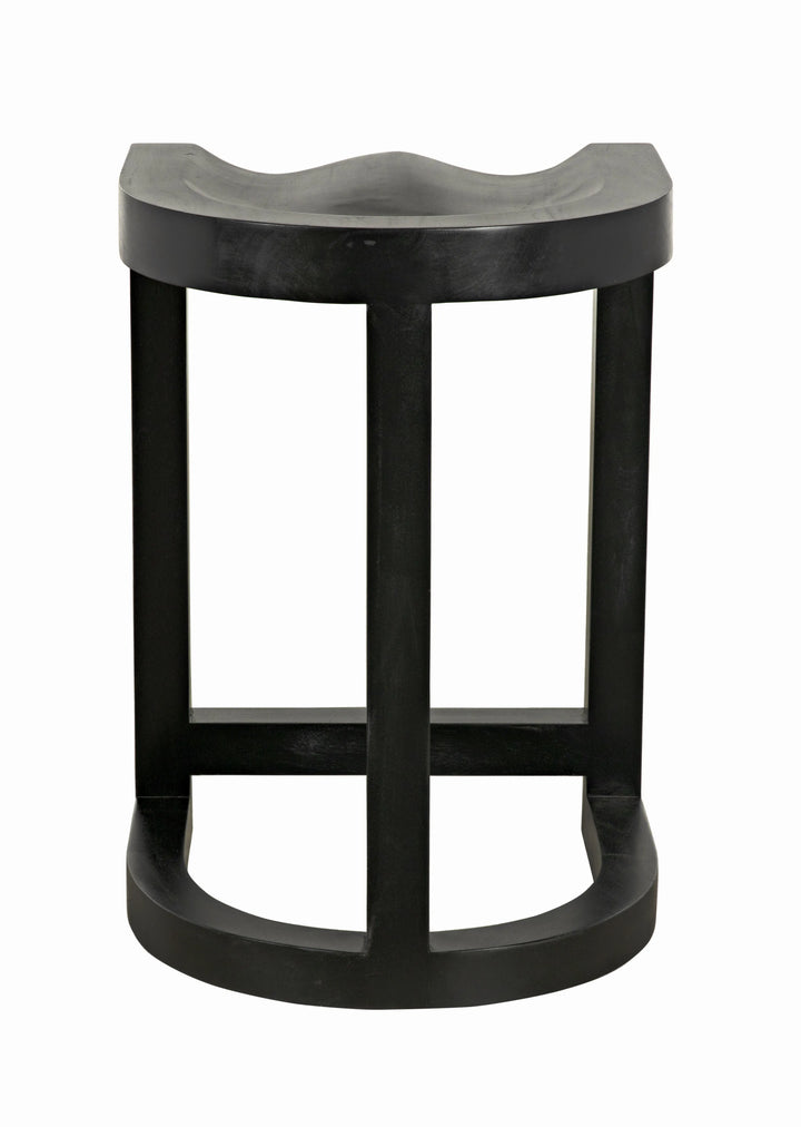 American Home Furniture | Noir - Saddle Counter Stool, Hand Rubbed Black