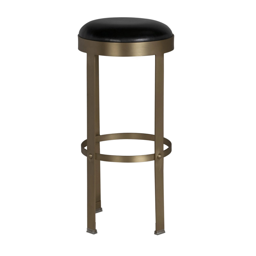 American Home Furniture | Noir - Prince Stool with Leather, Brass Finish