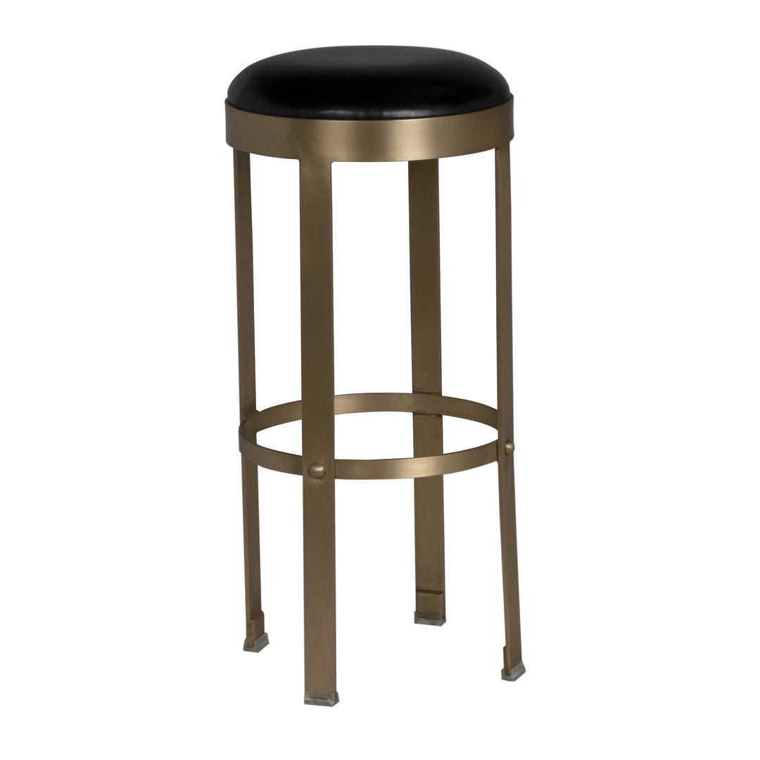 American Home Furniture | Noir - Prince Stool with Leather, Brass Finish