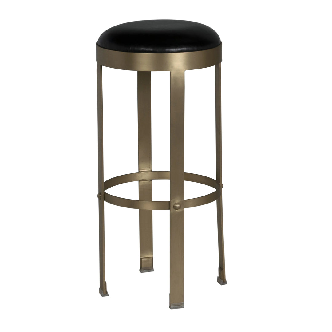 American Home Furniture | Noir - Prince Stool with Leather, Brass Finish