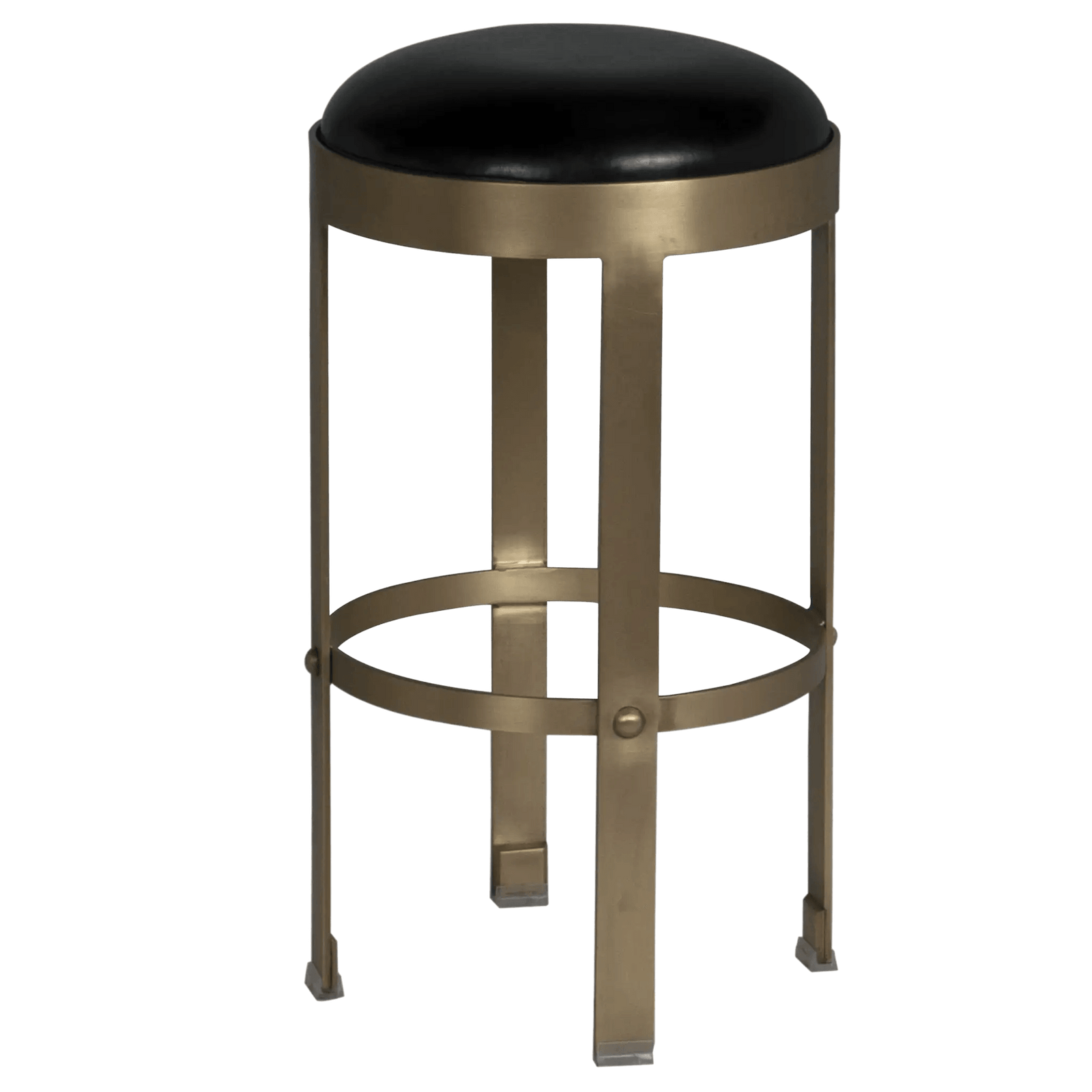 Noir Prince Counter Stool with Leather, Brass Finish BAR STOOLS + COUNTER STOOLS