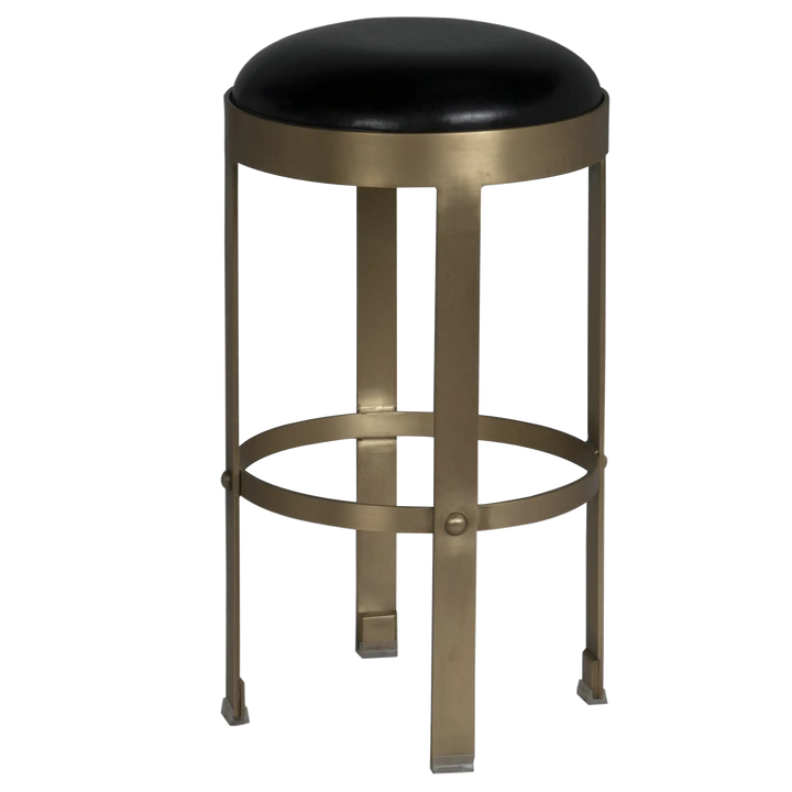 American Home Furniture | Noir - Prince Counter Stool with Leather, Brass Finish