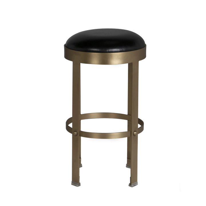 American Home Furniture | Noir - Prince Counter Stool with Leather, Brass Finish