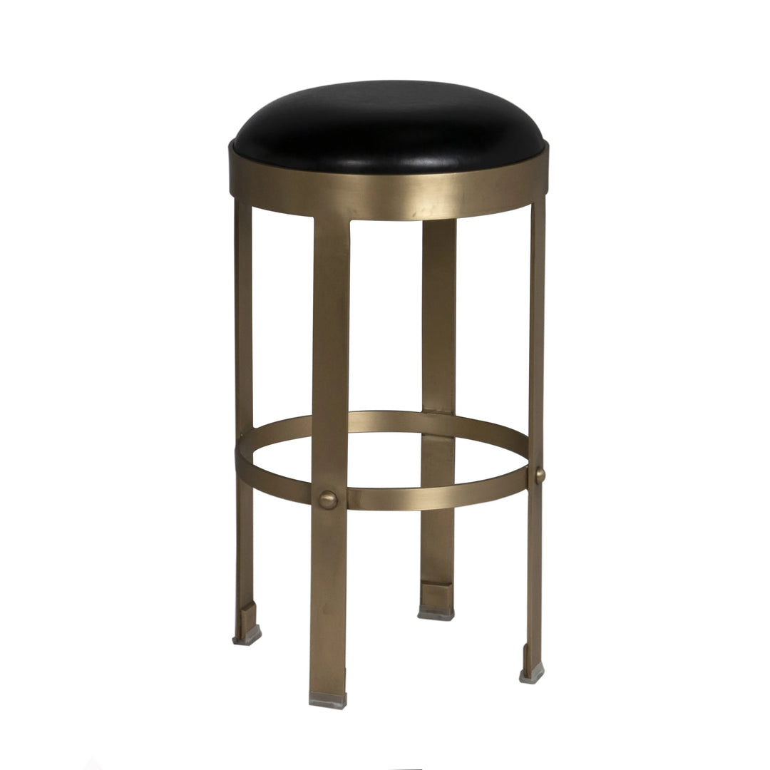 American Home Furniture | Noir - Prince Counter Stool with Leather, Brass Finish