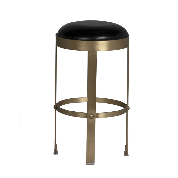 American Home Furniture | Noir - Prince Counter Stool with Leather, Brass Finish