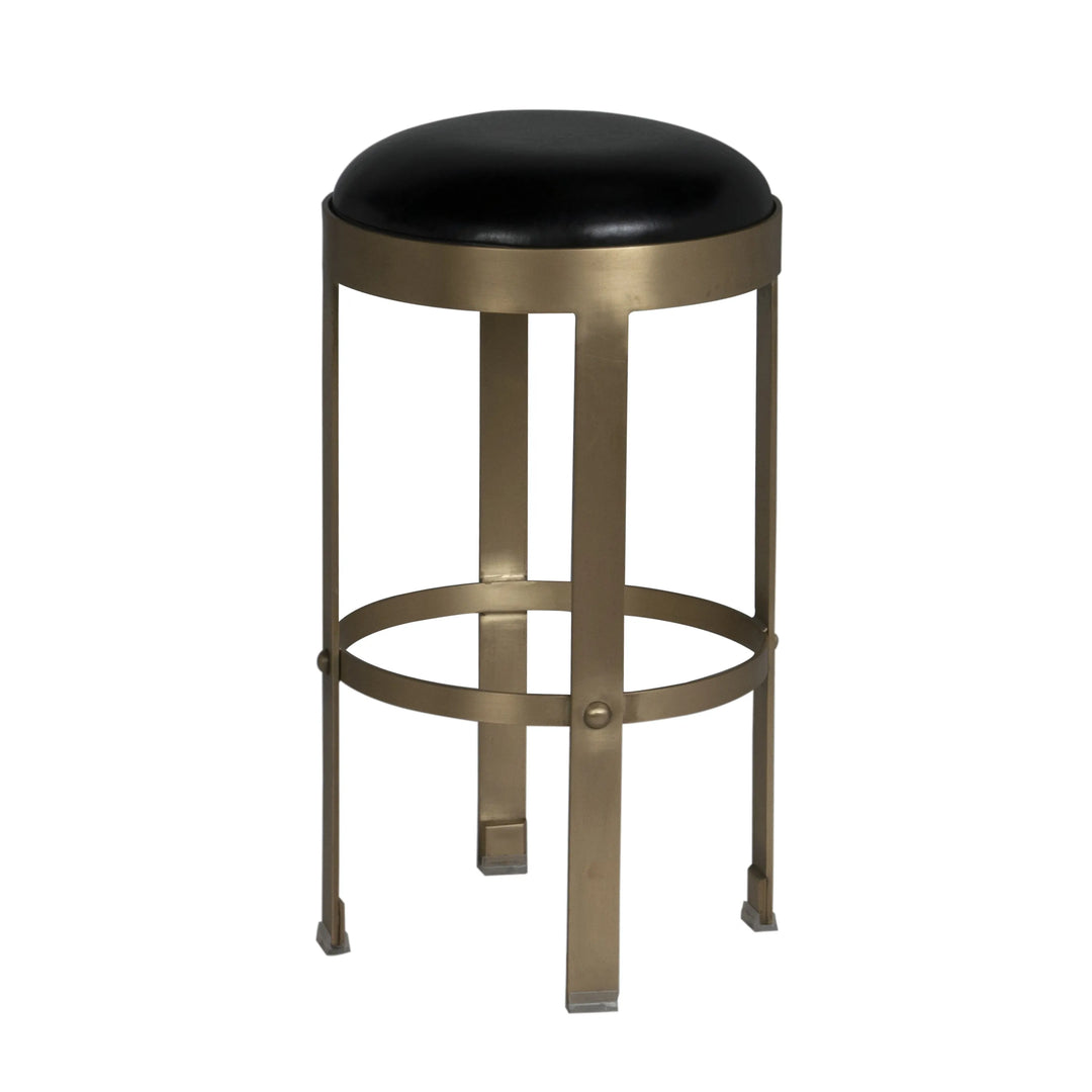 American Home Furniture | Noir - Prince Counter Stool with Leather, Brass Finish