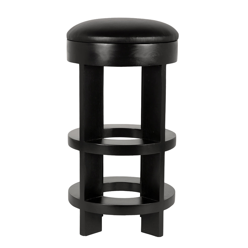 Noir - Berlin Bar Stool with Swivel Leather Seat - GSTOOL161HB-L