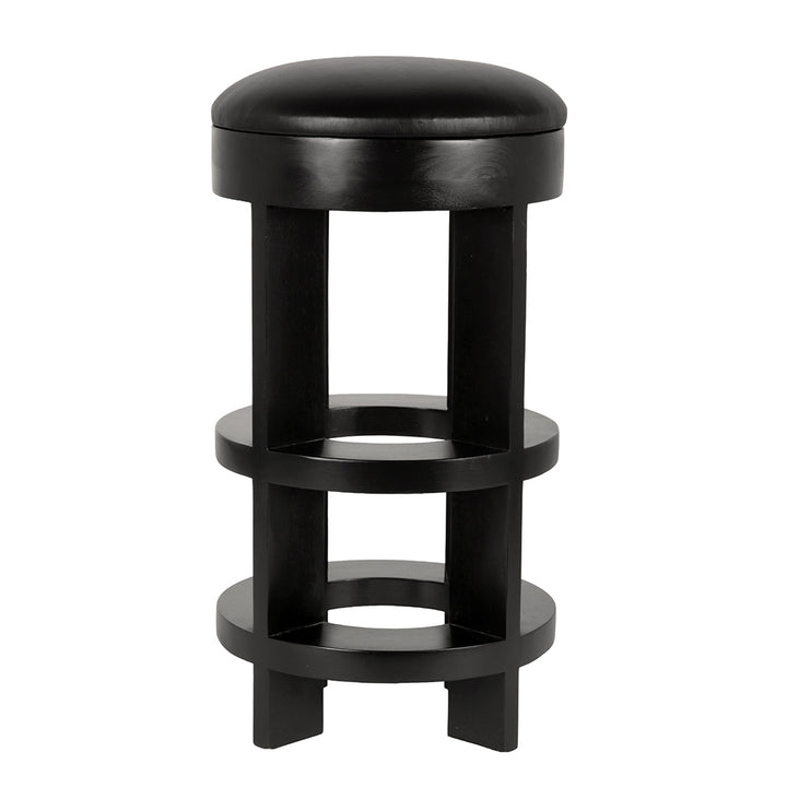 Noir - Berlin Bar Stool with Swivel Leather Seat - GSTOOL161HB-L