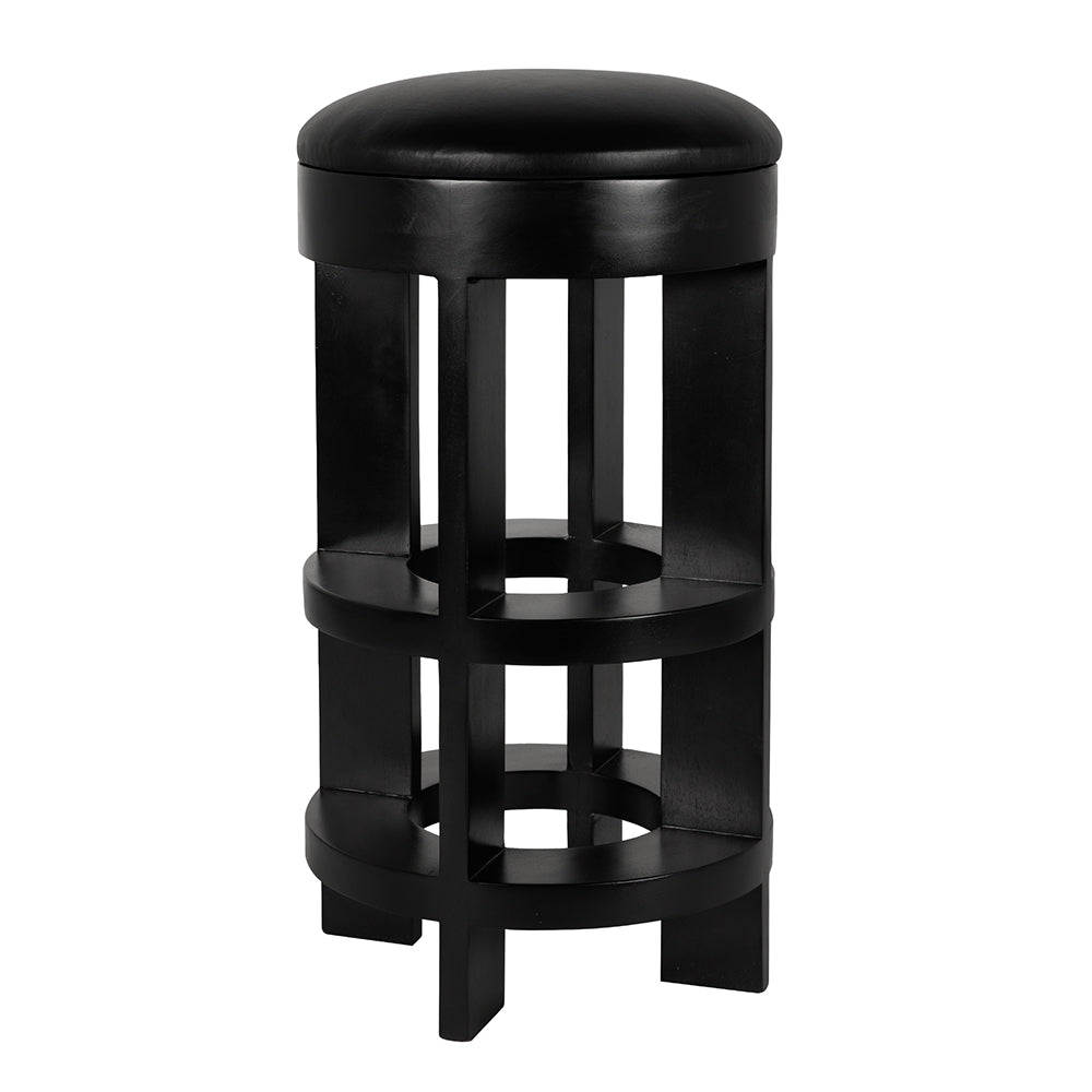 Noir - Berlin Bar Stool with Swivel Leather Seat - GSTOOL161HB-L