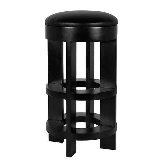 Noir - Berlin Bar Stool with Swivel Leather Seat - GSTOOL161HB-L