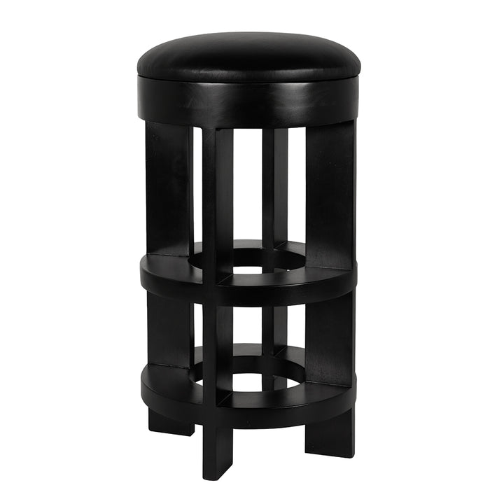 Noir - Berlin Bar Stool with Swivel Leather Seat - GSTOOL161HB-L
