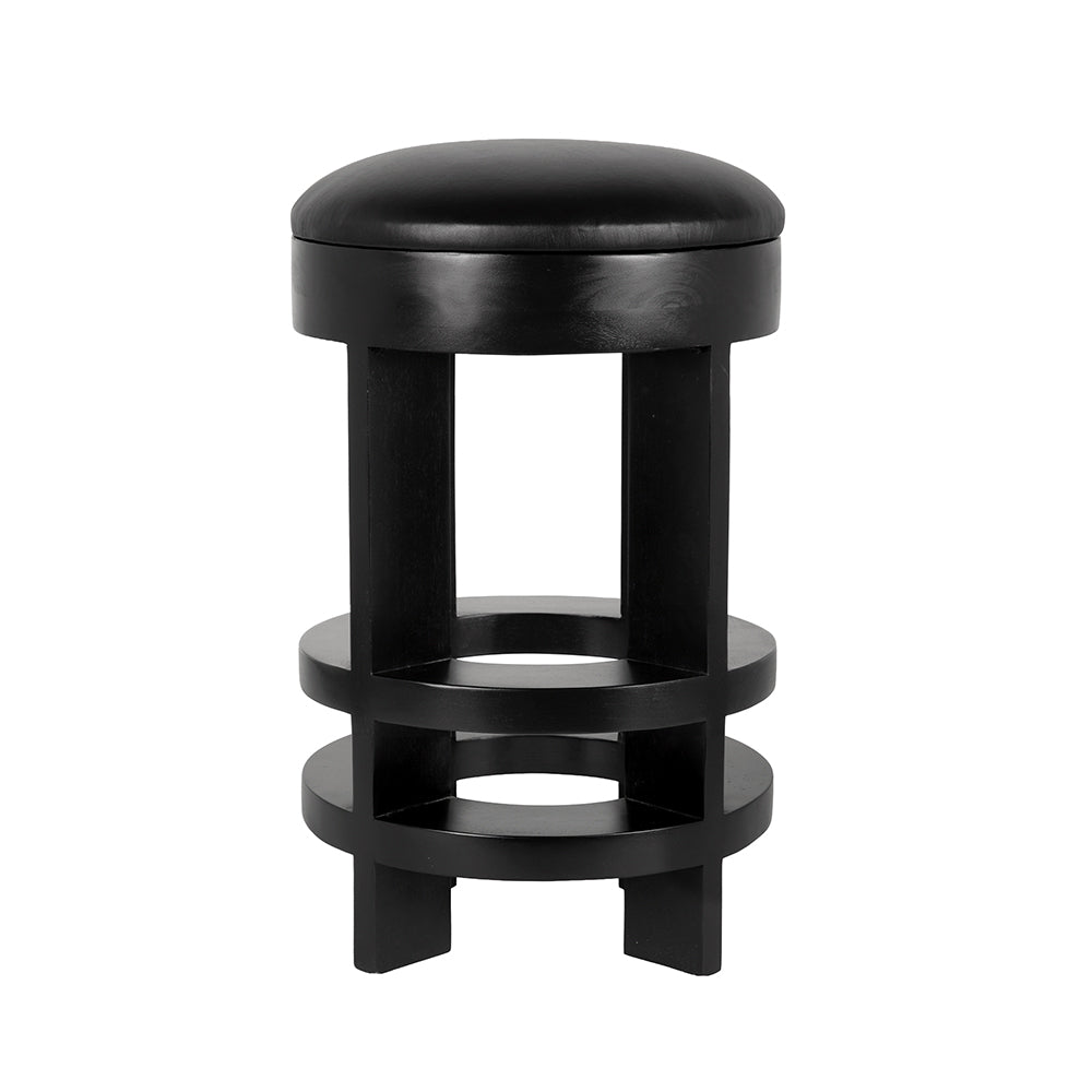 Noir - Berlin Counter Stool with Swivel Leather Seat - GSTOOL161HB-S