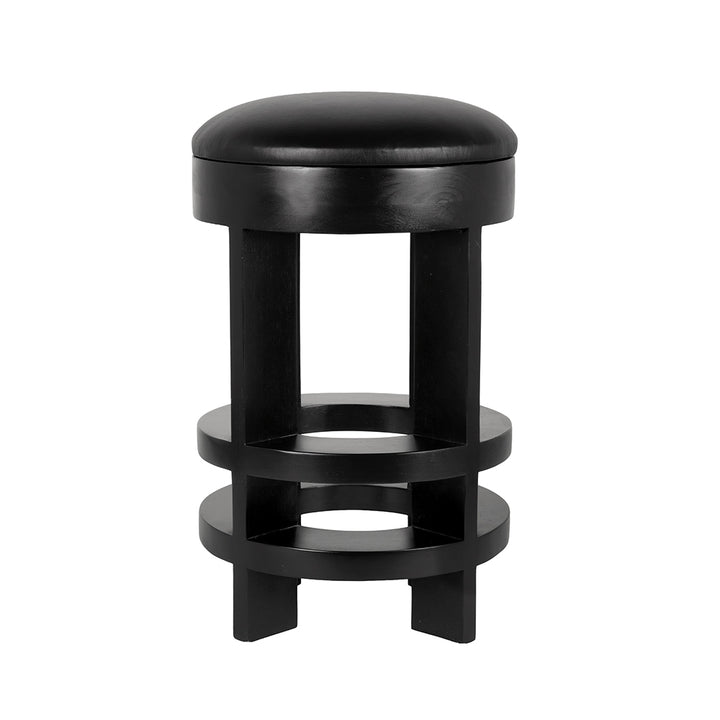 Noir - Berlin Counter Stool with Swivel Leather Seat - GSTOOL161HB-S
