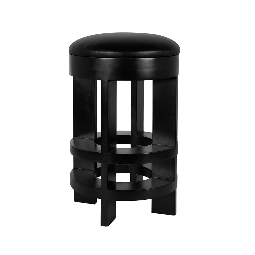 Noir - Berlin Counter Stool with Swivel Leather Seat - GSTOOL161HB-S