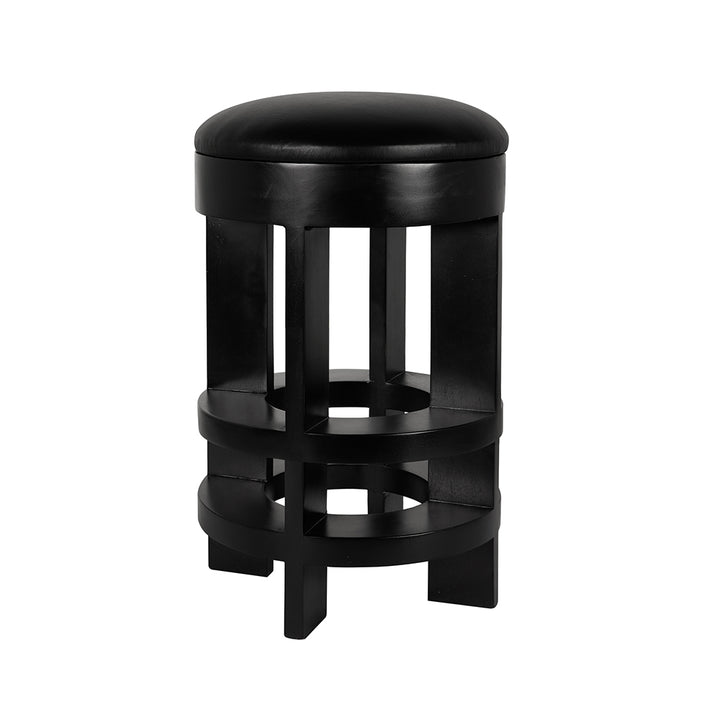 Noir - Berlin Counter Stool with Swivel Leather Seat - GSTOOL161HB-S