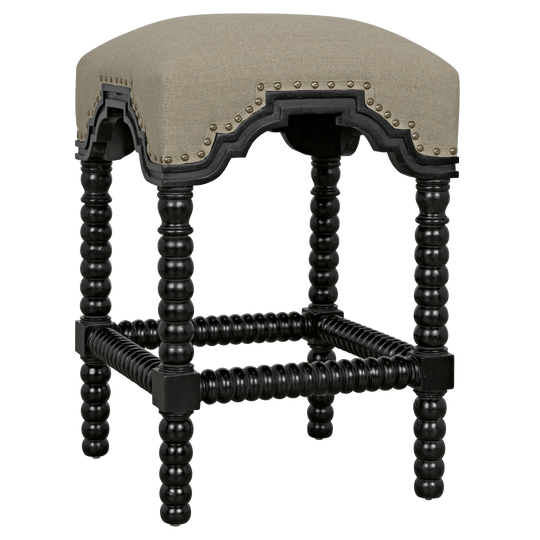 Noir Abacus Counter Stool, Hand Rubbed Black BAR STOOLS + COUNTER STOOLS