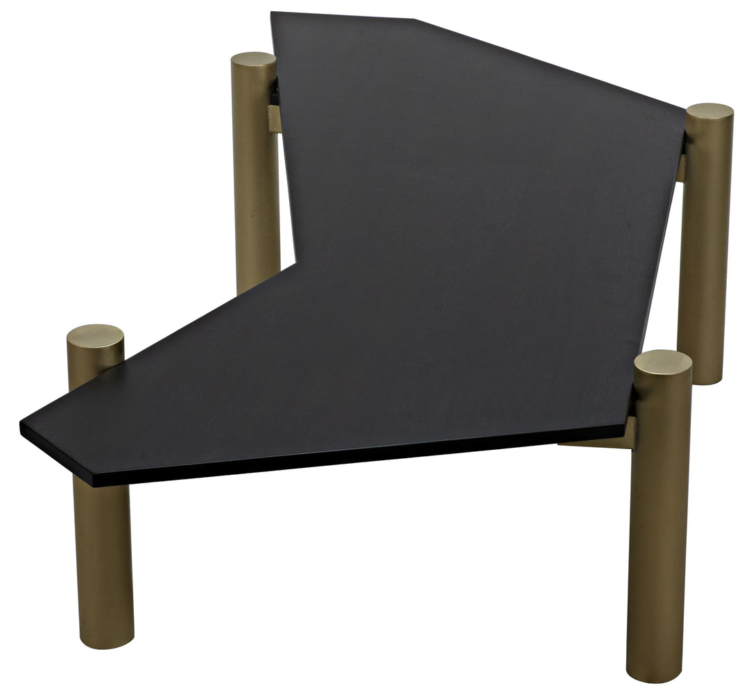 American Home Furniture | Noir - Tabu Coffee Table, Brass Finished Legs with Ebony Walnut Top