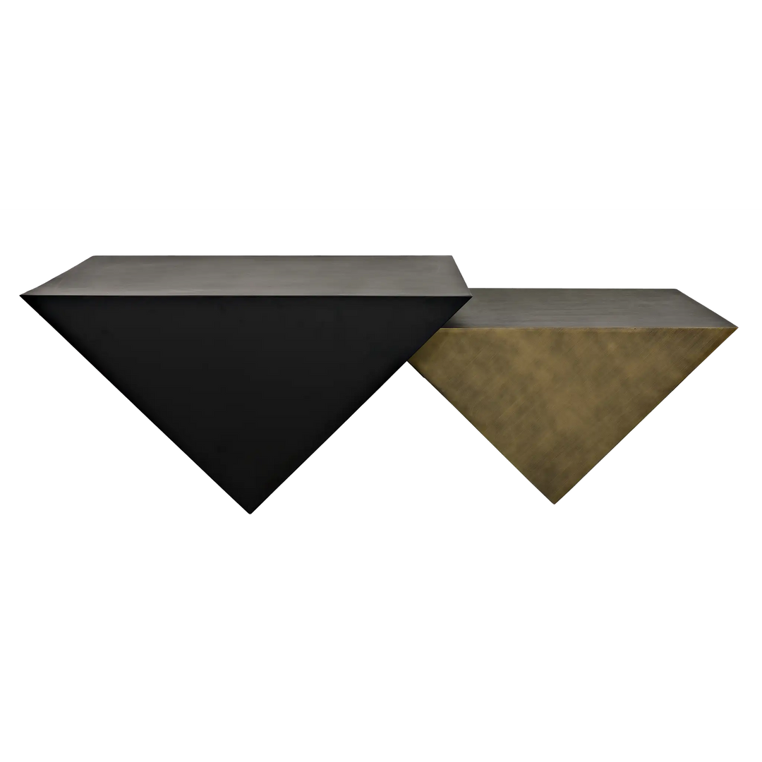 American Home Furniture | Noir - Amboss Coffee Table, Black Metal, Aged Brass Finish