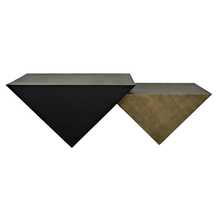 American Home Furniture | Noir - Amboss Coffee Table, Black Metal, Aged Brass Finish