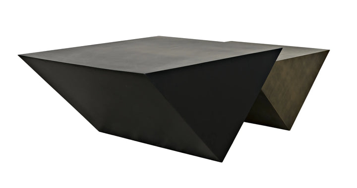 American Home Furniture | Noir - Amboss Coffee Table, Black Metal, Aged Brass Finish