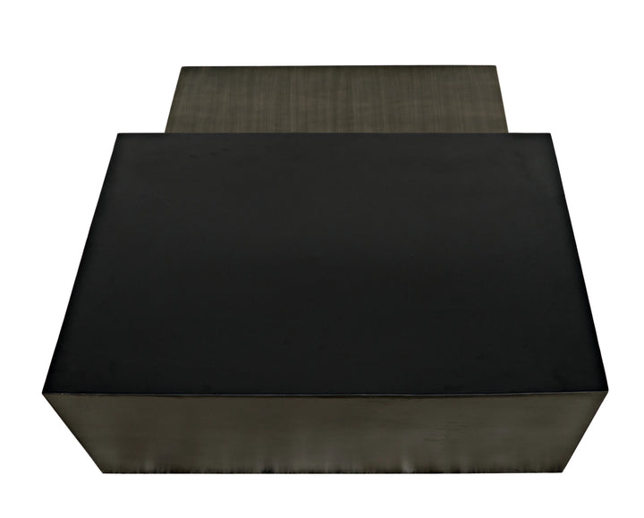 American Home Furniture | Noir - Amboss Coffee Table, Black Metal, Aged Brass Finish