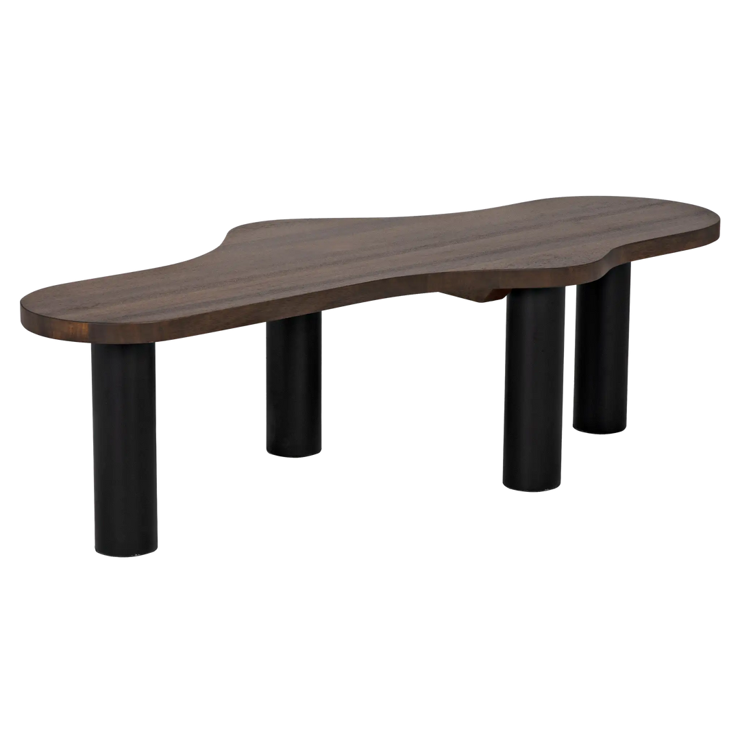 American Home Furniture | Noir - Schulz Coffee Table, Dark Walnut with Black Steel Base