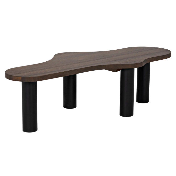 American Home Furniture | Noir - Schulz Coffee Table, Dark Walnut with Black Steel Base