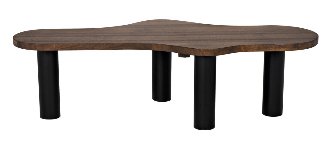 American Home Furniture | Noir - Schulz Coffee Table, Dark Walnut with Black Steel Base