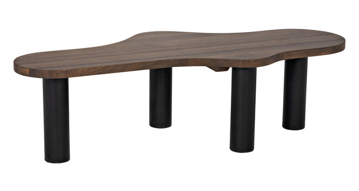 American Home Furniture | Noir - Schulz Coffee Table, Dark Walnut with Black Steel Base