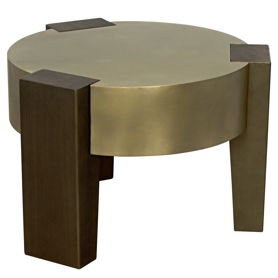 American Home Furniture | Noir - Carrusel Coffee Table, Metal with Brass and Aged Brass Finish