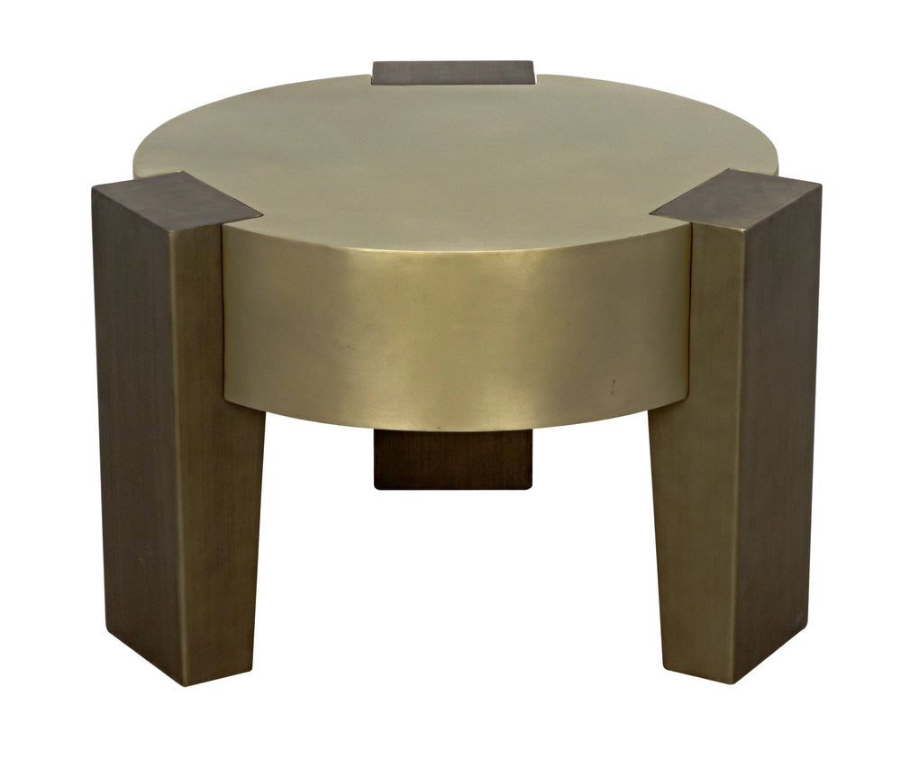 American Home Furniture | Noir - Carrusel Coffee Table, Metal with Brass and Aged Brass Finish