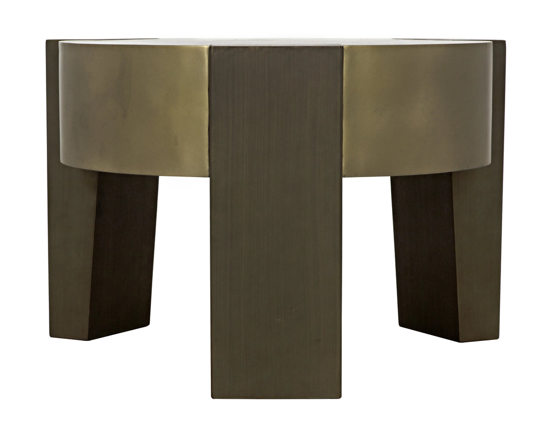 American Home Furniture | Noir - Carrusel Coffee Table, Metal with Brass and Aged Brass Finish