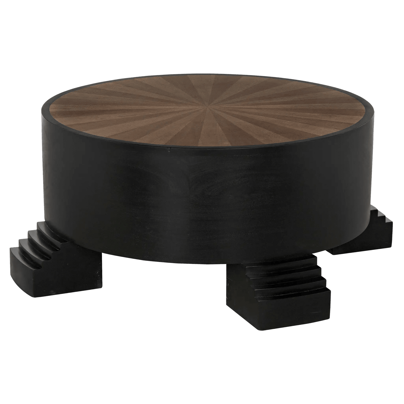 Tambour Coffee Table, Hand Rubbed Black with Veneer Top COFFEE TABLES Noir