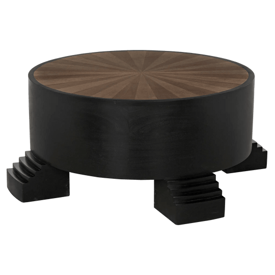 Tambour Coffee Table, Hand Rubbed Black with Veneer Top COFFEE TABLES Noir