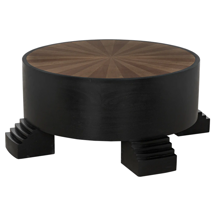 American Home Furniture | Noir - Tambour Coffee Table, Hand Rubbed Black with Veneer Top