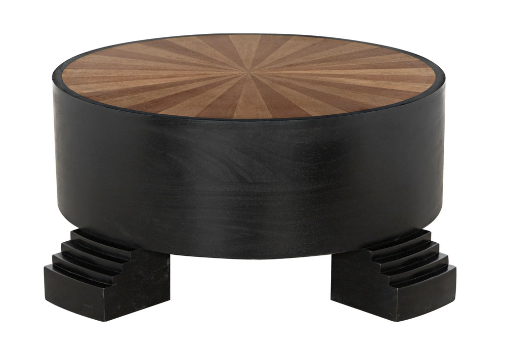 American Home Furniture | Noir - Tambour Coffee Table, Hand Rubbed Black with Veneer Top