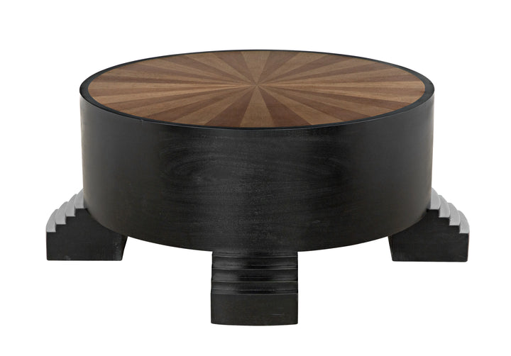 American Home Furniture | Noir - Tambour Coffee Table, Hand Rubbed Black with Veneer Top