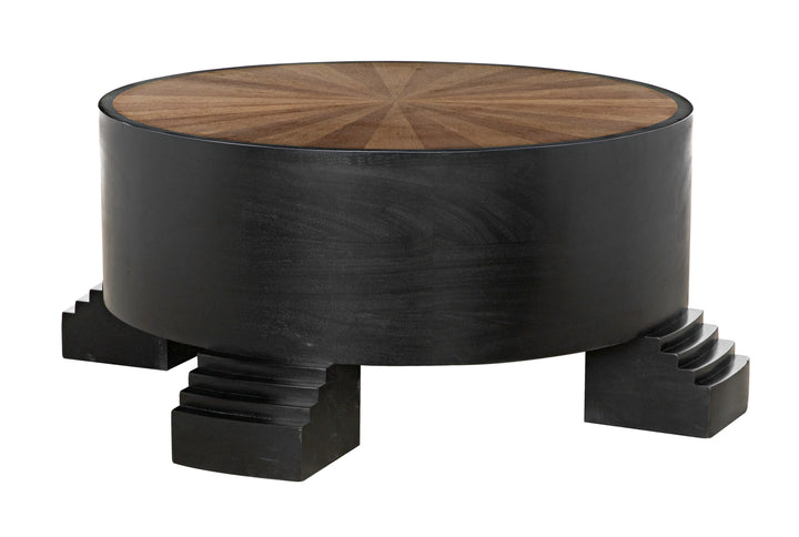 American Home Furniture | Noir - Tambour Coffee Table, Hand Rubbed Black with Veneer Top