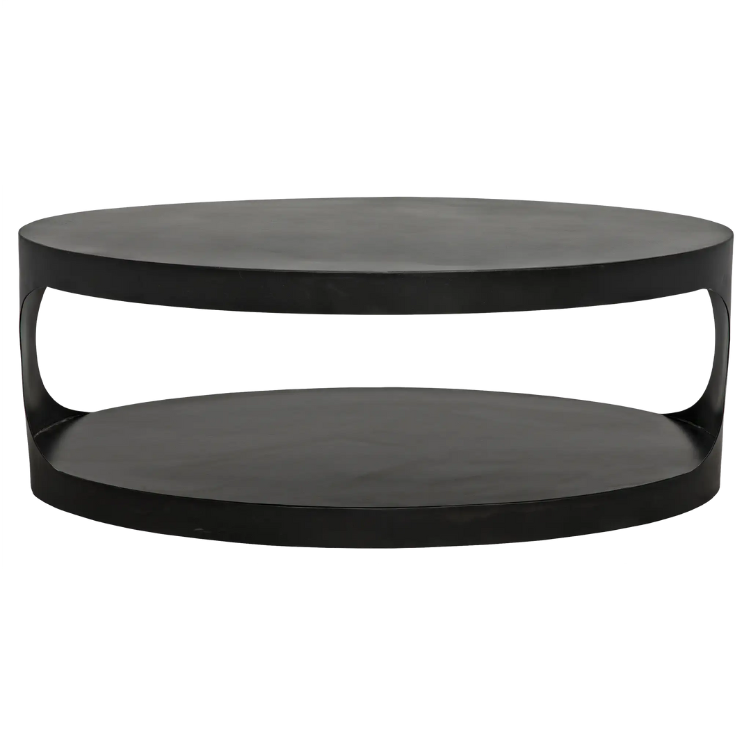 American Home Furniture | Noir - Eclipse Oval Coffee Table, Black Steel