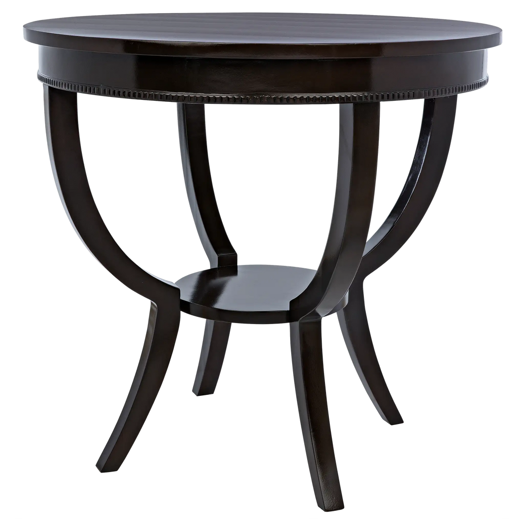 American Home Furniture | Noir - Scheffield Round End Table, Distressed Brown