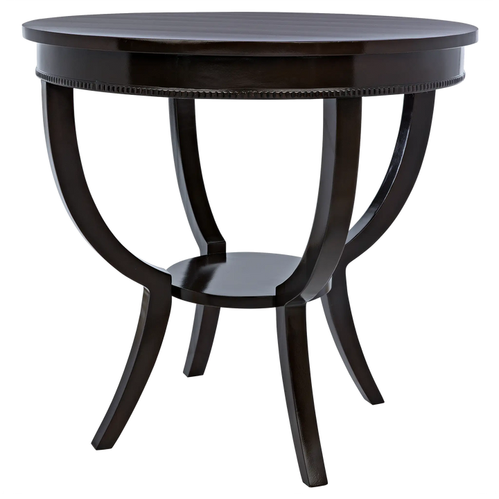 American Home Furniture | Noir - Scheffield Round End Table, Distressed Brown